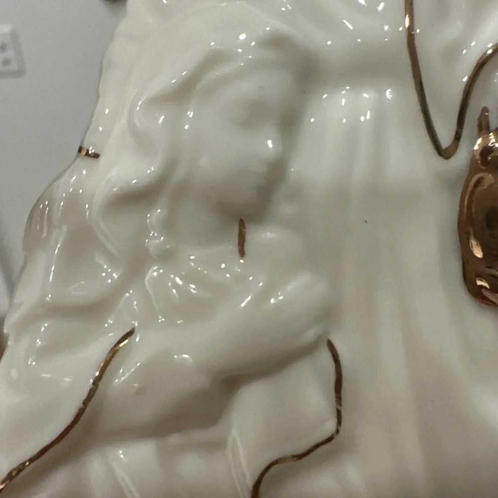 Ceramic Nativity Christmas Ornament Mary Jesus Joseph 5” X 3”